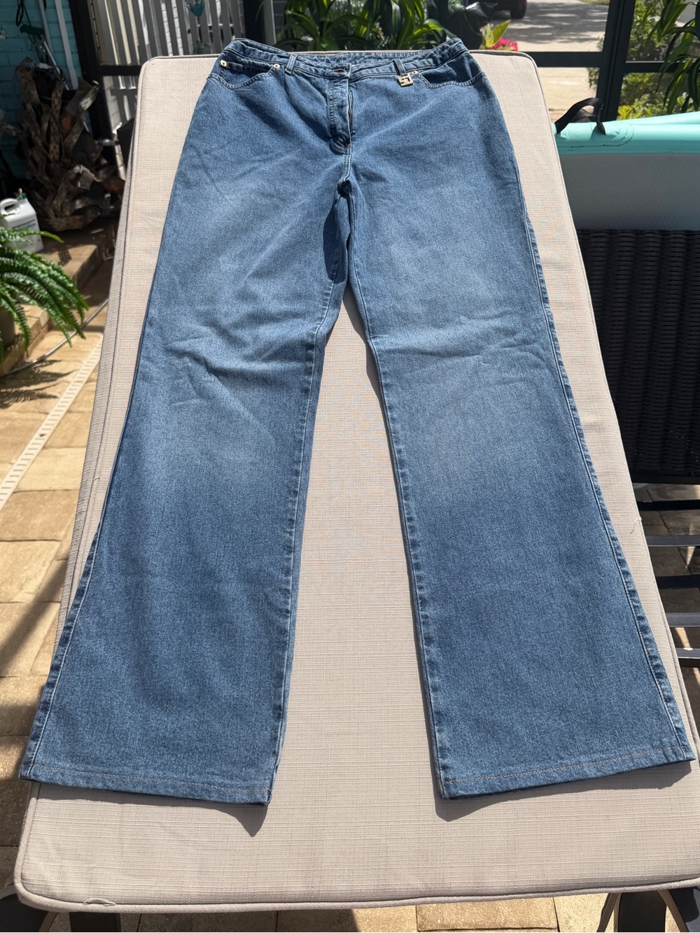 St. John Sport Dark Blue Wide Leg Jeans size 14